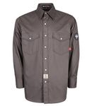 BOCOMAL FR Shirts Flame Resistant 100% C NFPA2112 7.5oz Men's Fire Retardant Welding Shirt, Pearl Snaps-gray, 3X-Large