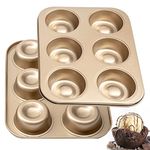 Yomvzake Brownie Bowl Pan 2 Pack, 6 Cavity Mini Round Cake Pan Cantinflas Cake Mold 3 Inch Shortcake Pan Tea Cake Pan Small Lava Cake Pan Cookie Shot Mold for Baking - Gold