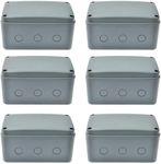 SuperInk ABS Plastic Junction Box, Dustproof Waterproof IP66 Electrical Junction Boxes,Universal Project Enclosure Grey fit 20mm Cable Gland for Outdoor 7 1/8" x 4 1/2 "x 4" inch（181x111x100 mm）,6PK