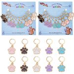 NBEADS 20 Pcs Dog Paw Stitch Markers, 5 Colors Enamel Alloy Crochet Stitch Marker Charms Removable Dangle Locking Stitch Marker for Knitting Weaving Sewing Accessories Quilting Handmade Jewelry