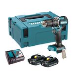 Makita DHP487RAJ Cordless Hammer Drill 18 V / 2.0 Ah 2 Batteries + Charger in Makpac Petrol