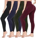 CTHH 4 Pack Leggings for Women-High Waisted Non See-Through Yoga Pants Tummy Control Workout Gym Tights