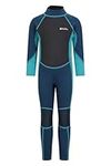 Mountain Warehouse Kids Full Wetsuit - 2.5mm Thickness, UPF50+ Sun Protection, Neoprene Children's Wetsuit, Flat Seams & Easy Glide Zip Swimming Wetsuit Teal 7-8 Years