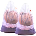 DuomiW Mesh Laundry Bag Heavy Duty Drawstring Bag, Factories, College, Dorm, Travel and Apartment Dwellers, 24 x 36 Inches, 2 Pack, White