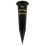 Silk Flower Warehouse Spiked Memorial Grave Flower Vases (Set of 2) - Graveside Mothers Day Cemetery Flower Holders Ornaments (Black) - Engraved with a Special Verse