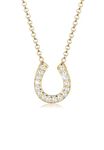 Elli Women's 925 Sterling Silver Gold Plated Horseshoe Zirconia Necklace of Length 45 cm