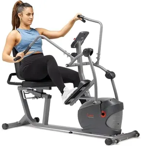 Sunny Health & Fitness Elliptical Recumbent Cardio Bike, Cross Trainer Cycle for Indoor Arm/Leg Home Exercise, Dual Stationary Handlebars Plus Easy Access Seat for Adults & Seniors w/App Connection