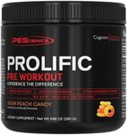 PEScience Prolific Pre Workout Powder, Sour Peach Candy, 40 Scoop, Energy Supplement with Nitric Oxide, KK Fit Signature Flavor