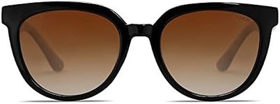 SOJOS Trendy Cat Eye Round Polarized Sunglasses for Women Fashion Style UV Protection Lens Sunnies Sunglasses SJ2175 with Dark Black Frame/Brown Grading Lens with Tortoise Temple