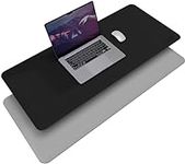 STATIK TaskPad Leather Mouse Pad for Desktop - Large Waterproof Desk Cover on Top of Desks, Big Gaming Surface Area 35.4" x 16.5" - Double-Sided XL Keyboard Mat (Black, Grey)