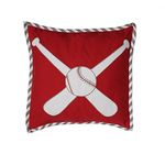 Bacati Baseball Muslin Dec Pillow, Red/Grey