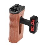 Andoer Universal Camera Cage Left/Right Side Handle Wooden Hand Grip with 1/4 Screw Hole Cold Shoe Mount for Camera Cage