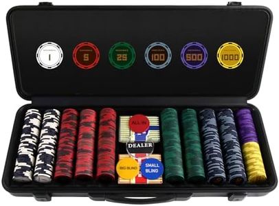 ANCHSAIL 500PCS Ceramic Poker Chips Set for Texas Hold'em, Blackjack, 10g 39mm Classic Design Poker Chips with Numbers, Poker Sets with Polycarbonate Case, Dealer, Big Small Blind & All in Buttons
