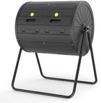 DRATO Compost Bin Outdoor 37.5 Gallon All-Season Dual Chamber Tumbling for Garden, Kitchen, Yard, Outdoor (Black)