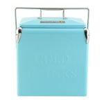 Permasteel 14-Qt Small Portable Cooler, Retro Vintage Classic Ice Chest, Hard Metal Personal Cooler for Camping, Beach, Picnic, Tailgating, Road Trips, Turquoise