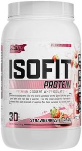 Nutrex Research IsoFit Whey Protein Powder Instantized 100% Whey Protein Isolate (30 Servings (Pack of 1), Strawberries & Cream)