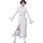 LIKUNGOU Leia Costume White Dress Robe with Belt Halloween Carnivals Cosplay Outfit for Women (M)