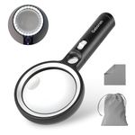 Magnifying Glass with Light, GABORISH10X 20X 45X Handheld Illuminated Lighted Magnifier with 30 LED Lights and UV Light, Light Magnifying Glass for Reading,Inspection, Coins, Jewelry, Exploring