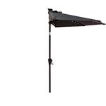 C-Hopetree 9 ft Half Round Outdoor Patio Market Wall Umbrella with Solar LED Lights and Tilt, Black