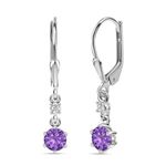 Ornate Jewels 925 Silver Solitaire Amethyst Drop Dangle Earrings for Women and Girls | With Certificate of Authenticity & 925 Stamp | Life-time Warranty*