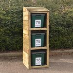 Signs & Numbers Recycle Box Storage, Bin and Recycling Store for 3 Bins with 3-Free Personalised Address Labels, Perfect for Garden or Garage 660 x 600 x 1635 Millimetres