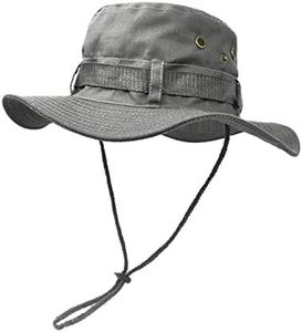 Boonie Hat, Outdoor Wide Brim Sun Protect Hat, Double Layer Classic US Combat Army Style Bush Jungle Sun Cap for Fishing Hunting Camping Grey