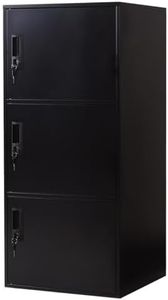 SunLinkSan Metal Cabinet, Steel Storage Locker with Lock,Office Storage Locker with Doors,Lockers for Employees, Living Room, Bedroom, Office,Gym,School (Black, 3 Doors)