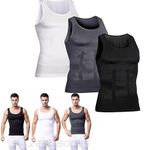 Fumxincg 3PCS SHAPERLUV Men's Shaping Tank, SHAPERLUV Body Shaper Shirt, Men's Shapewear Compression Base Layer for Sport (M)