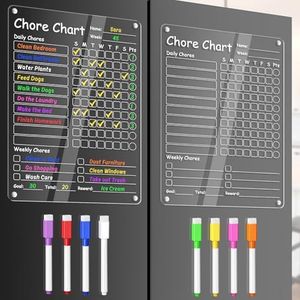 Acrylic Chore Chart for Kids Clear Dry Erase Checklist for Kids Chore Boars for Family Chores Checklist Reward Chart Responsibility Chart for Kids, 12x9'', 2 Boards