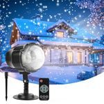 Christmas Snowfall Projector, Yokgrass LED Snow Projector Light Outdoor Holiday Lights IP65 Waterproof with Remote Control Dynamic Falling Snow Effect for Garden, Party, Halloween Landscape Decoration