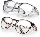 LeonDesigns Stylish Round Safety Glasses Anti-Fog Women | Fashion Eye Protection Blue Light Blocking Glasses with Side Shields | Lab Clear Protection Goggles (white+Leopard-H1)