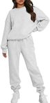 Trendy Queen Sweatsuits Women 2 Piece Outfits Two Piece Crewneck Sweatshirts Sets Lounge Fall Fashion Sweatpants 2024 Tracksuits