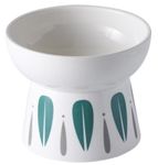 KUTKUT Ceramic Food Or Water Bowl,Raised Cat Feeder Dishes With Stand,Elevated Pet Food Bowl For Small Dogs&Cats,Backflow Prevention,Anti Vomiting&Reduce Neck Burden,12.5Cm,H_11.5Cm,W_11.5Cm