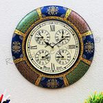 Vintage Clock Large Wooden Hand-Painted Wall Analog Clock / World Time Clock / 1 Year Warranty / 18X18 Inches (45 Cm'S)