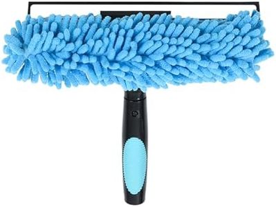 SHINMING 2-in-1 Window Squeegee and Microfiber Scrubber, Multi-Angle Window Cleaning Tool, Solar Panel Cleaning Brush Threaded Window Cleaner brush for RV Windshields