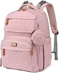 BabbleRoo Diaper Bag Backpack, Travel Backpack with Changing Pad, Pacifier Case & Stroller Straps, Multifunction, Waterproof, Unisex – Pink