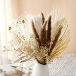 22 Pieces Dried Palm Leaves and Dried Flower Bouquet Natural Bouquet of Dried Flowers and Grasses Pampas Grass Bouquet for Home Wedding Decor