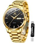 OLEVS Mens Gold Watches Business Classic Stainless Steel Watch Luxury Dress Waterproof Luminous Analog Quartz Day Date Casual Male Wrist Watch