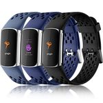 Maledan Compatible with Fitbit Charge 5/ Charge 6 Bands Women Men - Waterproof Sport Band Breathable Strap Replacement Wristbands for Fitbit Charge 5/ Charge 6 Accessories, 3 Pack Black/ Navy Blue/ Blue Gray