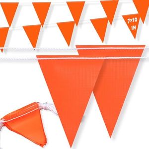 105ft Pennant Banner Flags, 7"x10" Fluorescent Orange Safety Flagging Banner Warning Flags for Construction Site/Traffic Control/Boundary Barrier Signs, Perimeter Marking Flags on String, 45 Flags