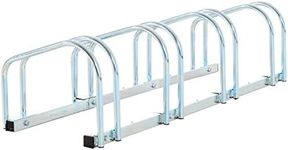 HOMCOM Bike Stand Parking Rack Floor or Wall Mount Bicycle Cycle Storage Locking Stand (4 Racks, Silver)