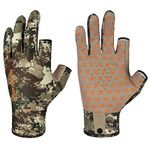 BASSDASH Unisex Fingerless Camo Hunting Gloves for Men's Women's Early Season Warm Weather UPF 50+ Lightweight Fishing Photography HG03