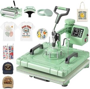 Slendor 15x15 Inch Heat Press 5 in 1 Heat Press Machine, 360-Degree Swing Away Digital T Shirt Pressing Machine Multifunction Heat Transfer Sublimation Combo for T Shirts Mugs Hat Plate Cap