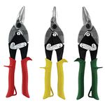 Midwest Aviation Snip Set - Left, Right and Straight Cut Regular Tin Cutting Shears with Forged Blade & KUSH'N-Power Comfort Grips - MW-P6716RLS