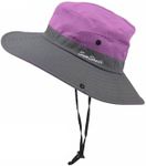 Women's Wide-Brim Ponytail Sun Hat – UV Protective Summer Beach Visor with Ventilated Mesh Design, Adjustable Anti-UV Floppy Cap Purple