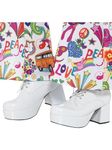 Smiffys 70s Mens Platform Shoes, White 3 inch Heel, 1970's Disco Fancy Dress, 1970s Dress Up Accessories