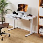 Luxsuite Electric Standing Desk Sit Stand Up Table Desktop Desk Motorised Height Adjustable Rising Tempered Glass Top Computer Office Sturdy Workstation USB & Type C 120x60cm White