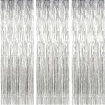 AILEXI 3 Pack 3ft*8ft Metallic Tinsel Curtains Foil Fringe Shimmer Streamers Curtain Door Window Decoration for Party Supplies - Silver