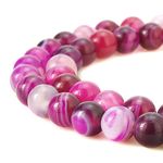 BEADNOVA 8mm Natural Rose Banded Agate Gemstone Smooth Round Loose Beads Approx 16 Inch 48~50 pcs Strand for Jewelry Making