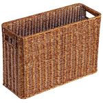 Alipis Wicker Magazine Basket Plastic Rattan Weave Basket Stair Basket Narrow Magazine Holder Newspaper Rack Skinny Storage Bin Organizer Laundry Hamper for Organizing